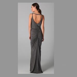 NWT ALC XS Covan Dress Grey Goddess Maxi Long Ruched Gown Party Luxury Formal
